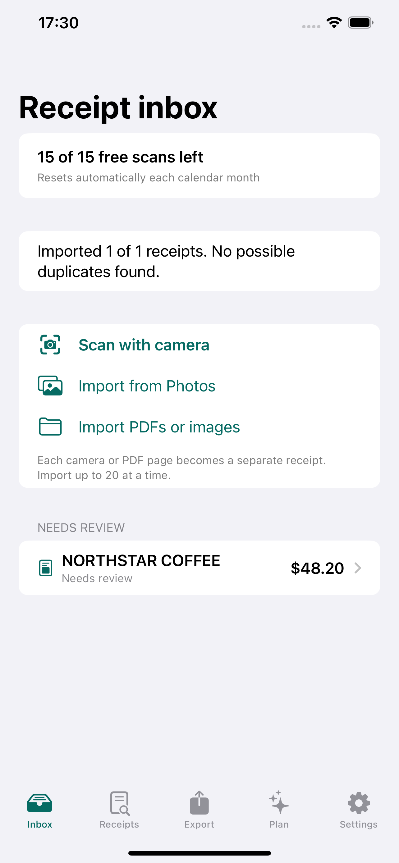 RecordSlip inbox